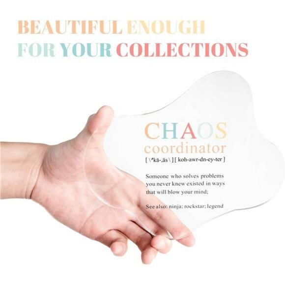 Funny Chaos Coordinator Acrylic Coaster Set Coffee Cup Desk Office Gift - Picture 6 of 8